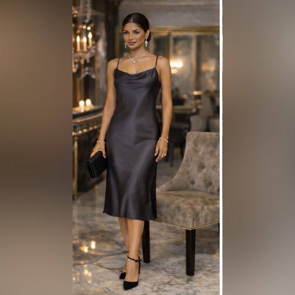 LAST CHANCE BEBE satin cowl neck slip dress